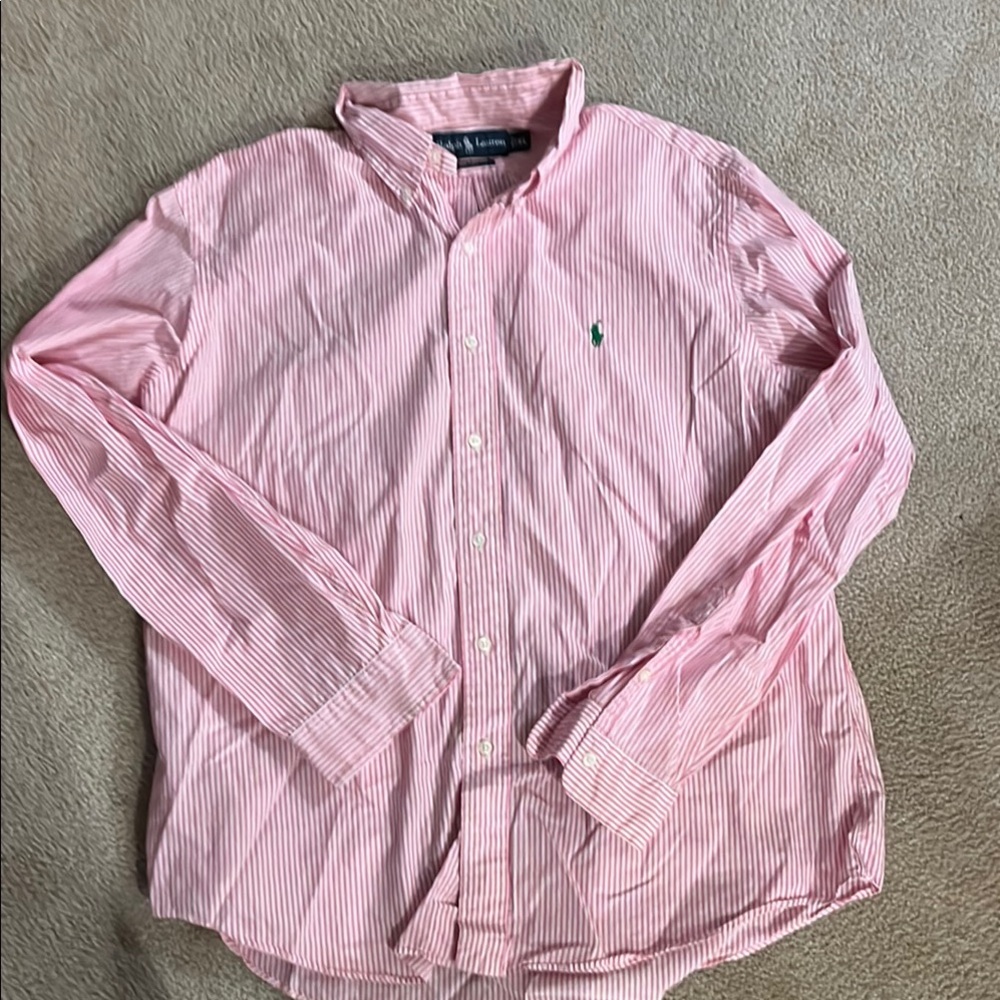 Ralph Lauren Pink & White Striped Button-Down Shirt